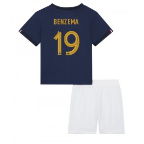 France Karim Benzema #19 Replica Home Stadium Kit for Kids World Cup 2022 Short Sleeve (+ pants)